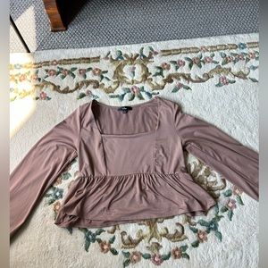 Soft square neck long sleeved blouse